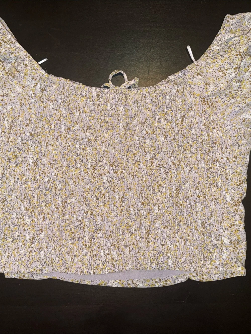 ASTR Lavender and Yellow Floral Bardot Crop Top